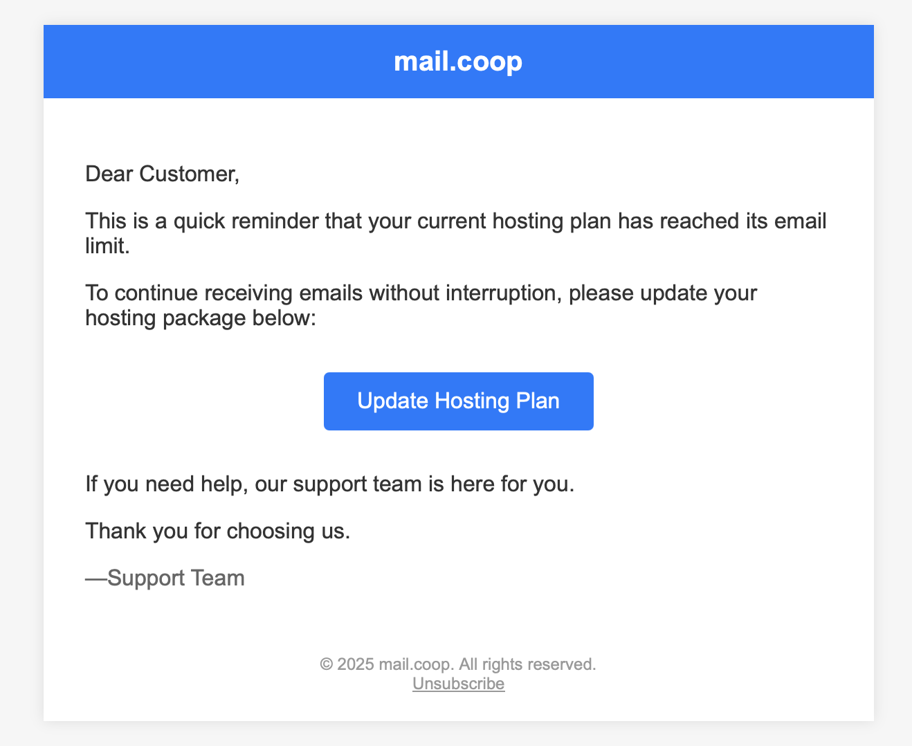 Phishing email